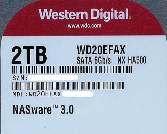 【新品】Western Digital製HDD　WD20EFAX　2TB SATA600 5400