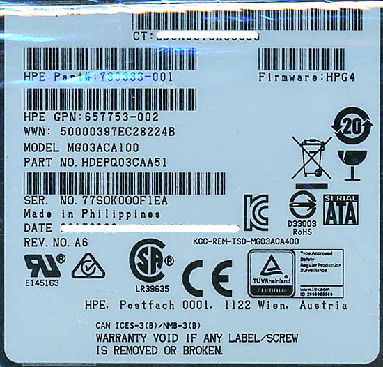 【新品】TOSHIBA製HDD　MG03ACA100　1TB SATA600 7200