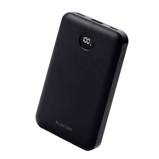 【新品】【新品(開封のみ)】 ELECOM　残量表示機能付きモバイルバッテリー 10000mAh/22.5W　DE-C76-10000BK　ブラック