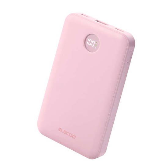 【新品】【新品(開封のみ)】 ELECOM　残量表示機能付きモバイルバッテリー 10000mAh/22.5W　DE-C76-10000PN　ピンク
