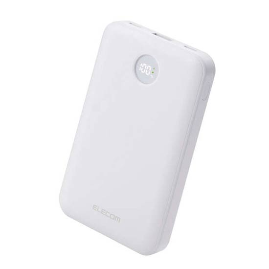 【新品】【新品(開封のみ)】 ELECOM　残量表示機能付きモバイルバッテリー 10000mAh/22.5W　DE-C76-10000WH　ホワイト