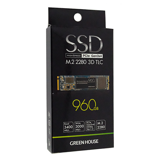 【新品】グリーンハウス　SSD M.2 Type 2280　GH-SSDRMPA960　960GB