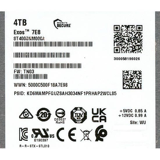 【新品】SEAGATE製HDD　ST4000NM000A　4TB SATA600 7200