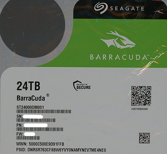 【新品】SEAGATE製HDD　ST24000DM001　24TB SATA600 7200