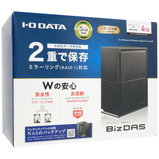 【新品】【新品(開封のみ)】 I-O DATA　外付ハードディスク HDW-UTN4　4TB