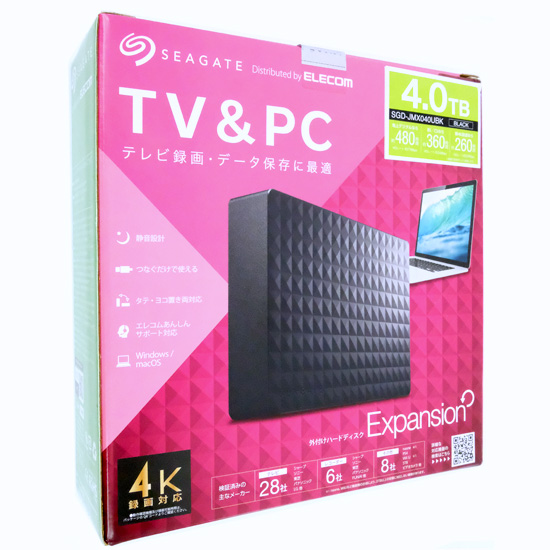 【新品】【新品訳あり(箱きず・やぶれ)】 SEAGATE　外付けハードディスク　SGD-JMX040UBK　4TB