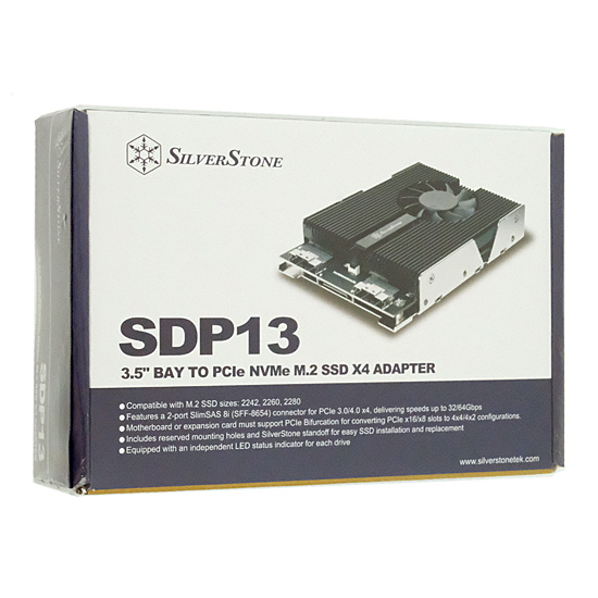 【新品】SILVERSTONE　3.5インチベイ PCIe NVMe M.2 SSD x4アダプタ　SST-SDP13B [M.2]