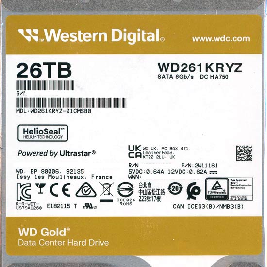 【新品】Western Digital製HDD　WD261KRYZ　26TB SATA600 7200