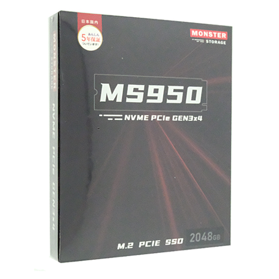 【新品】【新品訳あり(箱きず・やぶれ)】 MONSTER STORAGE　M.2 2280 SSD 2TB　MS950G30PCIe3-02TB