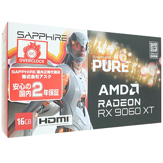 【新品】SAPPHIRE　SAPPHIRE PURE Radeon RX 9060 XT GAMING OC 16GB 11350-02-20G　PCIExp 16GB