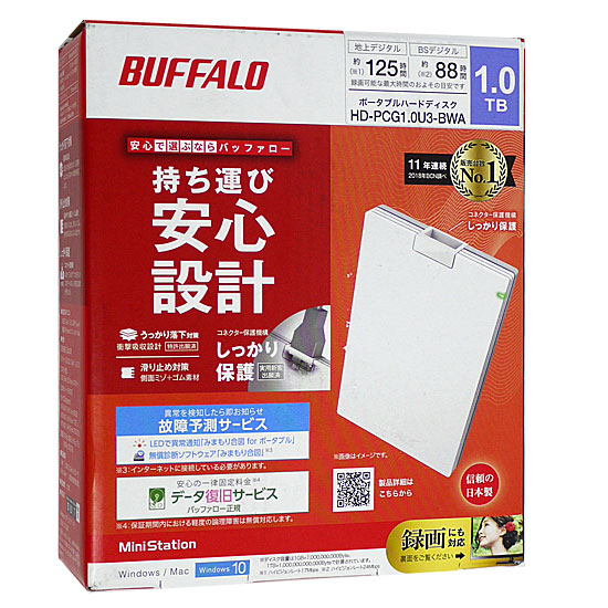 【新品】【新品訳あり(箱きず・やぶれ)】 BUFFALO製PortableHD　HD-PCG1.0U3-BWA　1.0TB