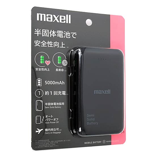 【新品】【新品(開封のみ)】 maxell　半固体電池採用モバイル充電バッテリー　MPC-CSSB5000BK　ブラック