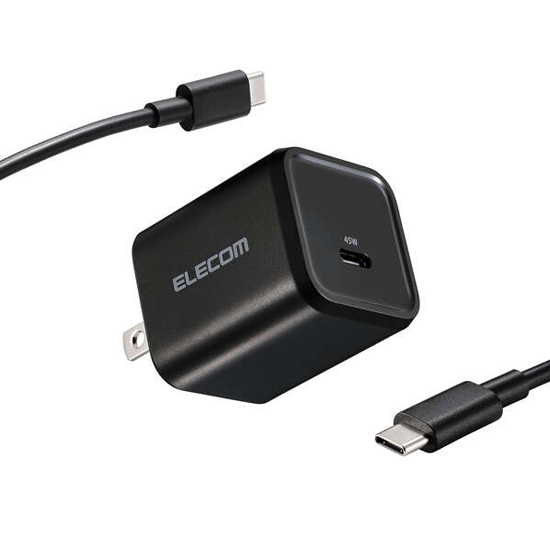 【新品】ELECOM　USB Power Delivery 45W AC充電器　ACDC-PD12345BK　ブラック