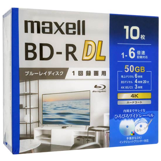 【新品】maxell　録画用ブルーレイディスク BD-R DL 6倍速 10枚組　BRV50WPG.10S