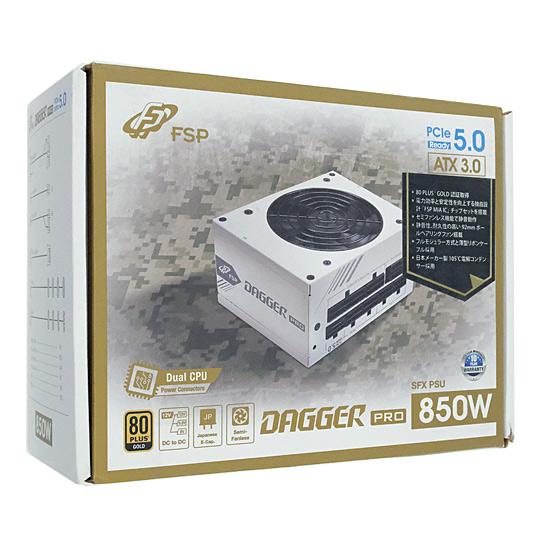【新品】FSP　SFX電源ユニット DAGGER PRO ATX3.0(PCIe5.0) 850W White SDA2-850 Gen5.W　ホワイト
