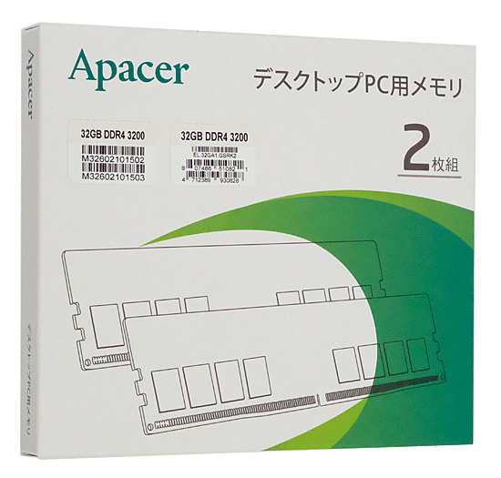 【新品】Apacer　デスクトップ用 EL.32GA1.GSRK2　DDR4 PC4-25600 16GB 2枚組