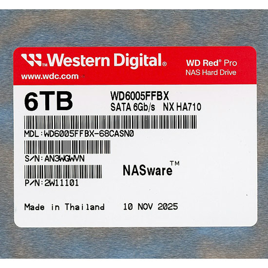 【新品】Western Digital製HDD　WD6005FFBX　6TB SATA600 7200