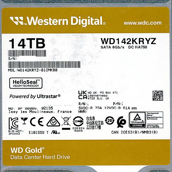 【新品】Western Digital HDD　WD142KRYZ　14TB SATA600 7200