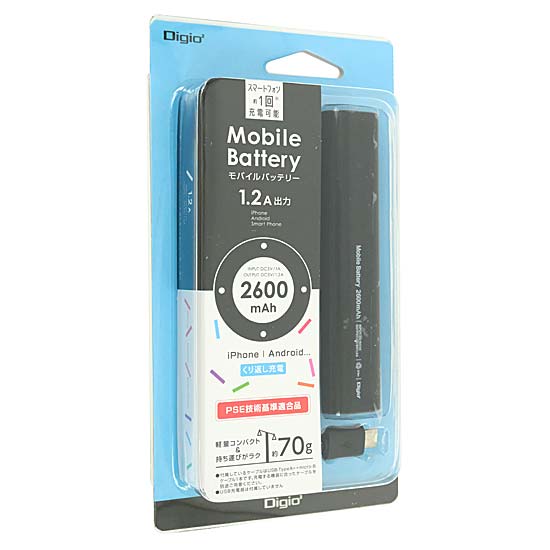 【新品】【新品(開封のみ)】 ナカバヤシ　モバイルバッテリー 2600mAh　MB-0158BK　ブラック