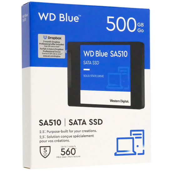 【新品】【新品(開封のみ)】 Western Digital SSD　WD Blue SA510 SATA WDS500G3B0A-EC　500GB