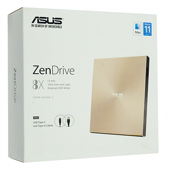 【新品】ASUS　外付け DVDドライブ　SDRW-08U9M-U/GOLD/G/AS/P2G　ゴールド