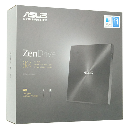 【新品】ASUS　外付け DVDドライブ　SDRW-08U9M-U/BLK/G/AS/P2G　ブラック