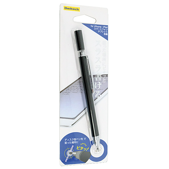 【新品】オウルテック　ディスク型ペン先 静電式タッチペン　OWL-TPSE01-BK　ブラック