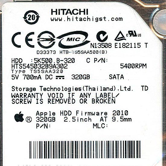 【新品】HGST製HDD 2.5inch　HTS545032B9A302　320GB 9.5mm