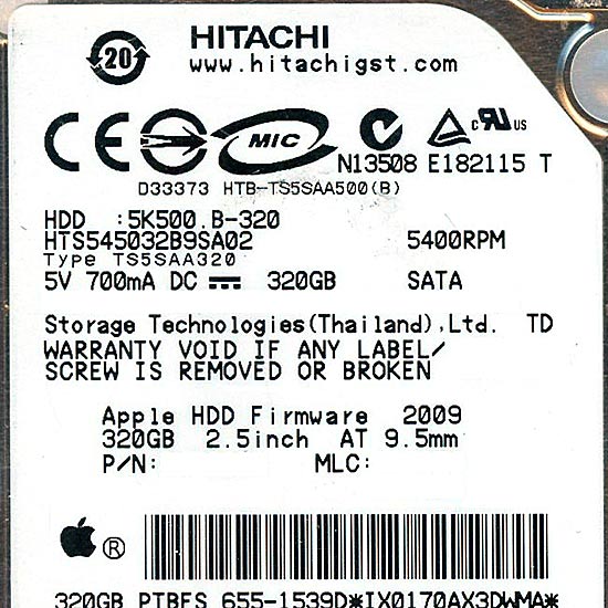 【新品】HGST　HDD 2.5inch　HTS545032B9SA02　320GB