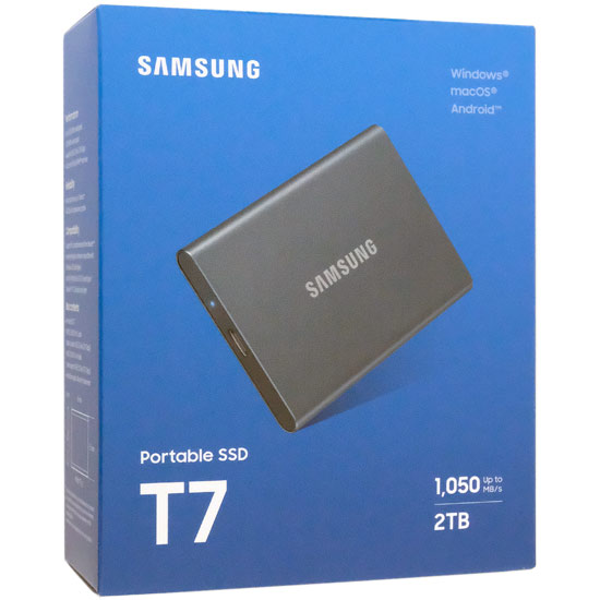 【新品】【新品訳あり(箱きず・やぶれ)】 SAMSUNG　ポータブルSSD　T7 MU-PC2T0T-IT/A　2TB　グレー