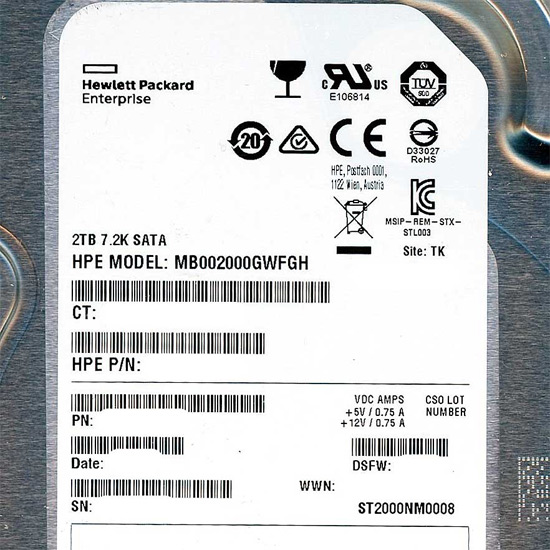 【新品】SEAGATE HDD　ST2000NM0008　2TB SATA600 7200