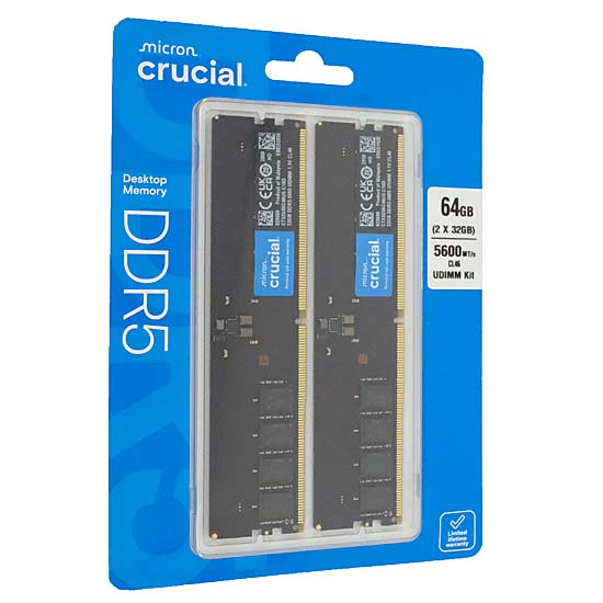 【新品】crucial　デスクトップ用 CT2K32G56C46U5　DDR5 PC5-44800 32GB 2枚組