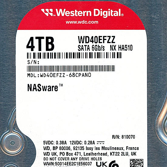 【新品】Western Digital HDD　WD40EFZZ　4TB SATA600 5400