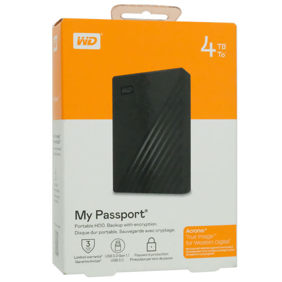 【新品】WesternDigital　ポータブルハードディスク My Passport WDBPKJ0040BBK-WESN　4TB