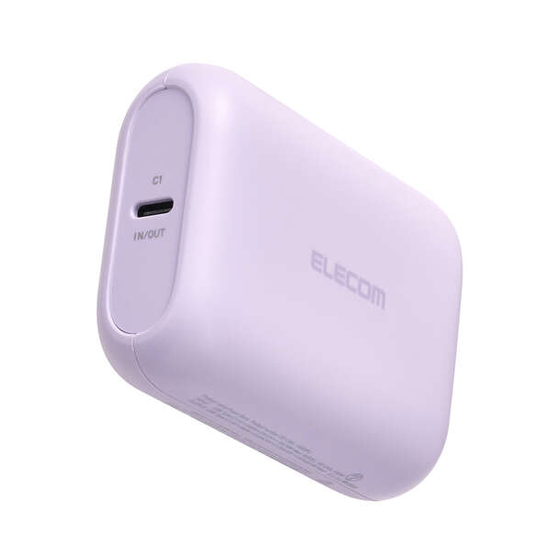 【新品】【新品(開封のみ)】 ELECOM　残量表示機能付きコンパクトモバイルバッテリー 10000mAh/22.5W　DE-C90L-10000PU　パープル