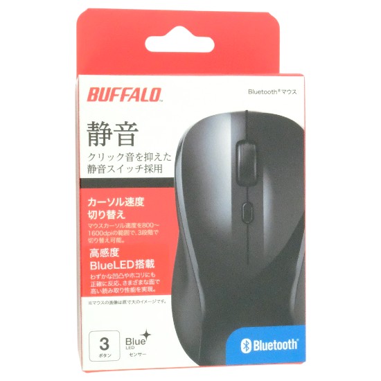 【新品】BUFFALO　BlueLED光学式マウス 静音 3ボタン BSMBB110BK　ブラック