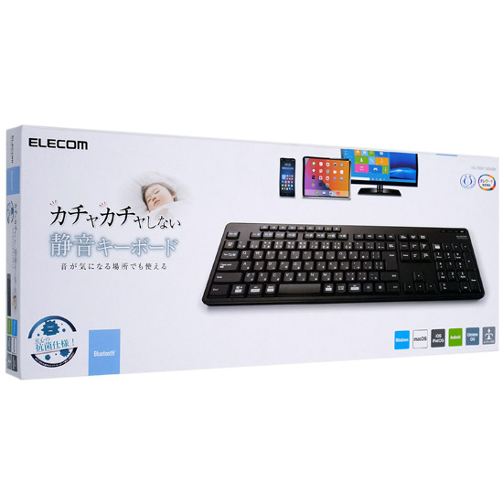 【新品】【新品訳あり(箱きず・やぶれ)】 ELECOM　Bluetooth静音フルキーボード TK-FBM118SKBK　ブラック