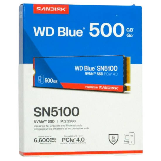 【新品】SANDISK　WD Blue SN5100 NVMe WDS500G5B0E　500GB