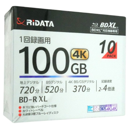 【新品】RiTEK　ブルーレイディスク RIDATA BD-R520PW4X.10PSCB　BD-R XL 4倍速 10枚組