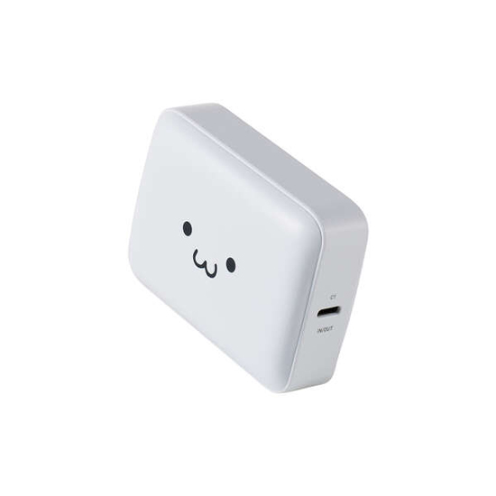 【新品】ELECOM　残量表示機能付きコンパクトモバイルバッテリー　DE-C91L-10000WF　しろちゃん(ホワイト×ブラック)