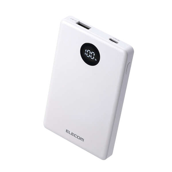 【新品】ELECOM　半固体モバイルバッテリー 5000mAh/22.5W　DE-C85-5000WH　ホワイト