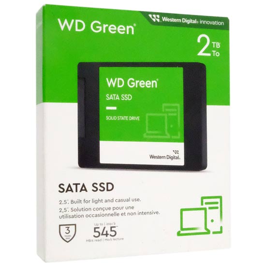【新品】【新品訳あり(箱きず・やぶれ)】 Western Digital　内蔵SSD 2TB WD Green WDS200T2G0A