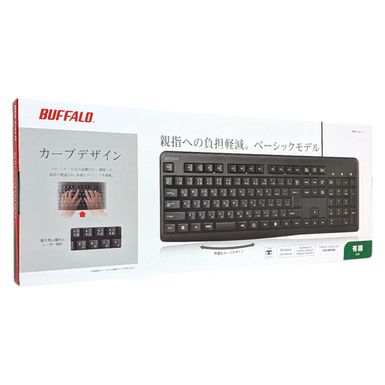 【新品】BUFFALO　USB接続 有線スタンダードキーボード　BSKBU110BK　ブラック
