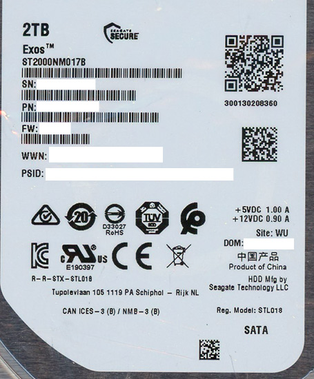 【新品】SEAGATE HDD　ST2000NM017B　2TB SATA600 7200