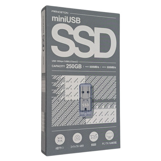 【新品】PRINCETON　外付けSSD　PHD-USSD-250G　クリア　250GB