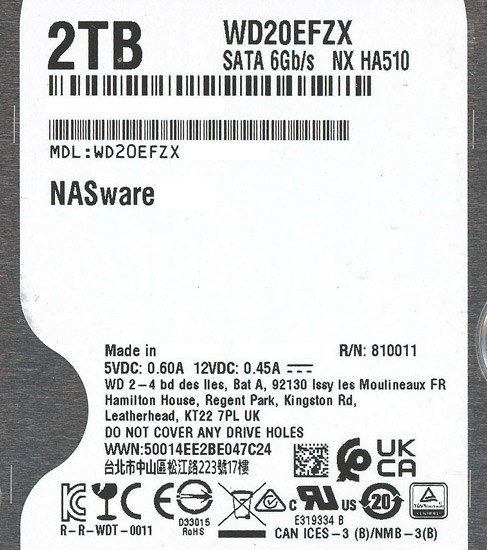 【新品】【新品(開封のみ)】 ロジテック　LHD-WD20EFZX　2TB SATA600