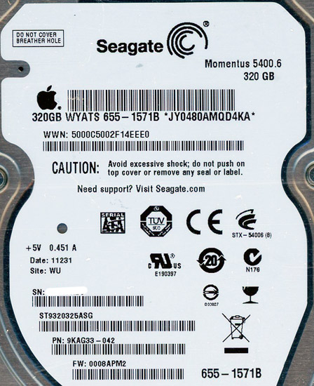 【新品】SEAGATE ノート用HDD 2.5inch　ST9320325ASG　320GB 9.5mm