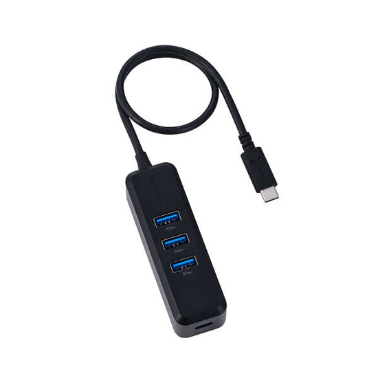 【新品】ELECOM　USB Type-C接続 マグネット付き USBハブ(4ポート/USB PD)　U3HC-T040PBK　ブラック
