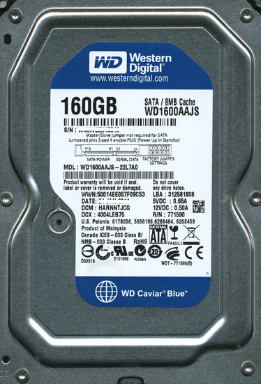 【新品】【新品訳あり(箱きず・やぶれ)】 Western Digital HDD　WD1600AAJS　160GB SATA300 7200