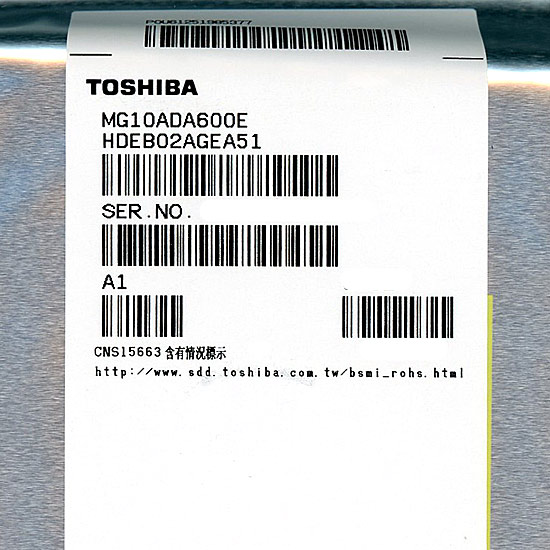 【新品】TOSHIBA HDD　MG10ADA600E　6TB SATA600 7200